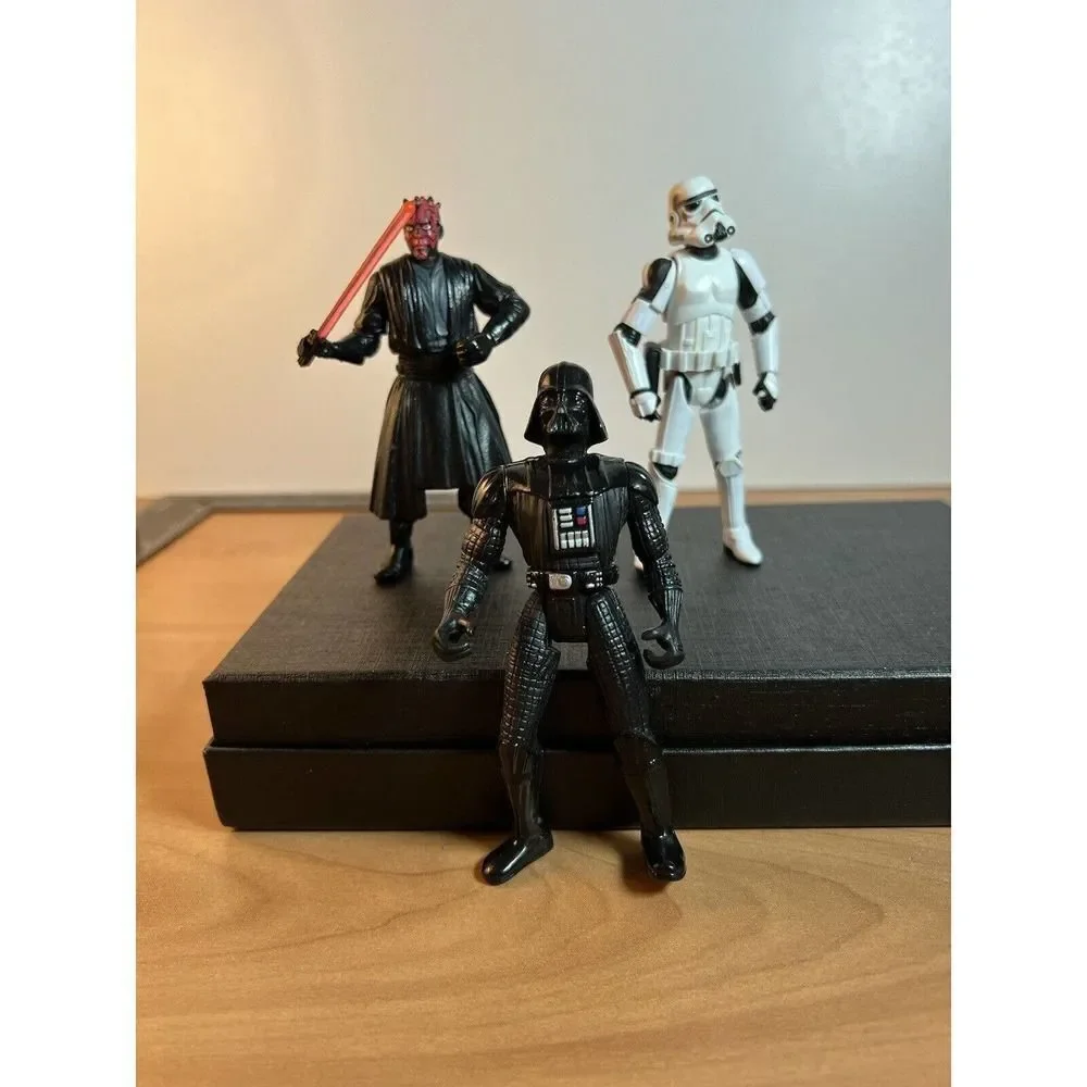 Star Wars Action Figures (3) 1998 Darth Maul 1996 Darth Vader 2005 Stormtrooper
